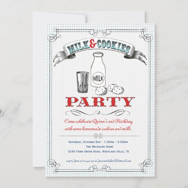 Milk and Cookies Party Invitation (Front)