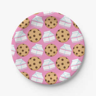 Milk and Cookies Pattern Paper Plate