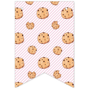 Milk and Cookies Pink Birthday Bunting Flags