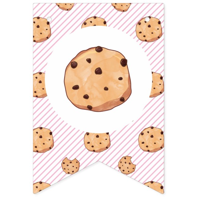 Milk and Cookies Pink Birthday Bunting Flags (Second Flag)