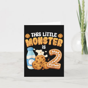 Milk And Cookies This Little Monster Is 2 2nd Bday Card