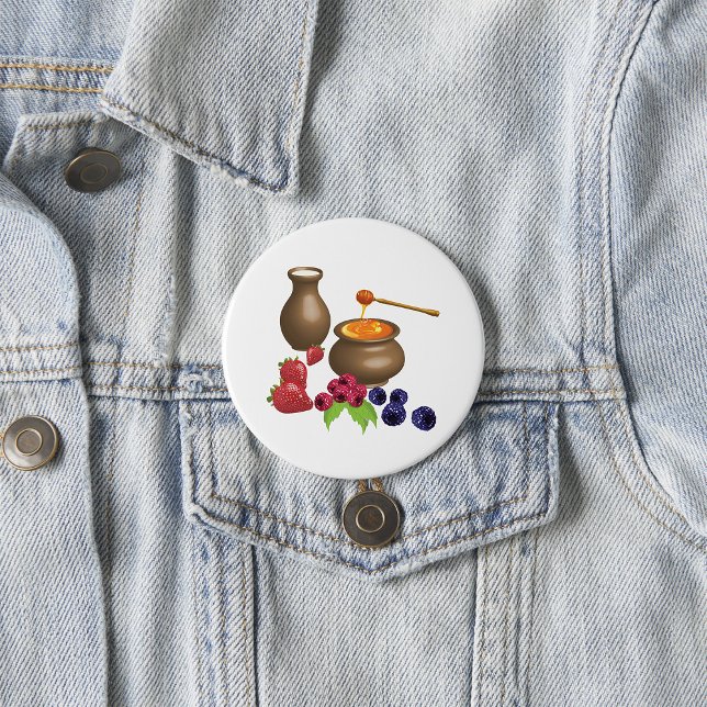 Milk and Honey with Berries Rustic Food 3 Inch Round Button (Creator Uploaded)