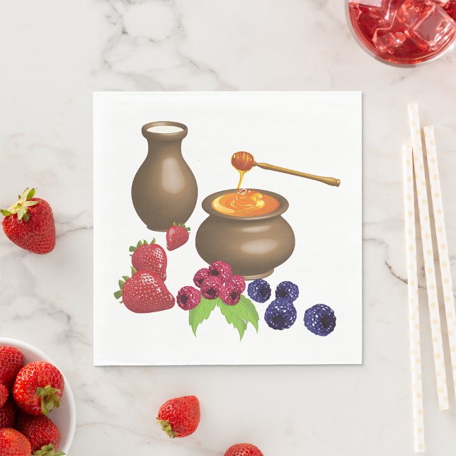 Milk and Honey with Berries Rustic Food Napkin (Creator Uploaded)