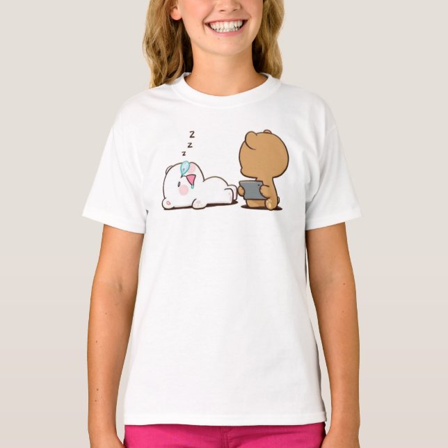 Milk and Mocha Bear Sleeping T-Shirt (Front)