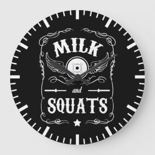 Milk and Squats - "Weight Lifting" Motivational Large Clock