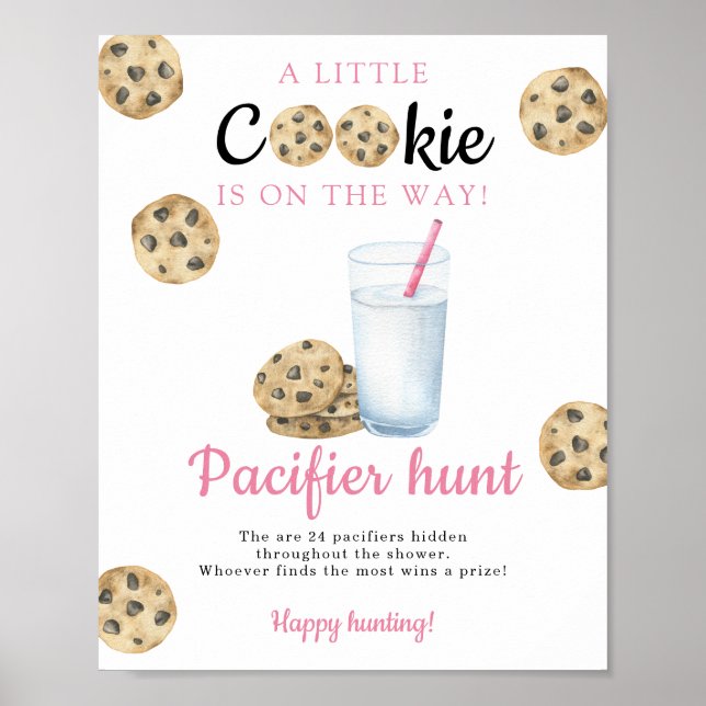 Milk Baby shower Pacifier hunt game Poster (Front)