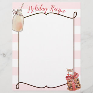 Milk bottle and Christmas cookie recipe letterhead