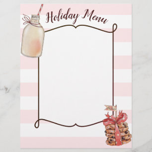 Milk bottle and Christmas cookies menu letterhead