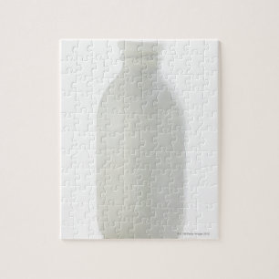Milk bottle on white background jigsaw puzzle