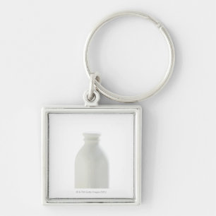 Milk bottle on white background keychain