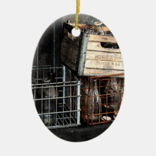 Milk Bottles Ceramic Ornament