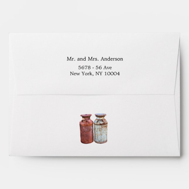 Milk Cans Country Wedding Rustic Old Farm Budget Envelope (Back (Top Flap))