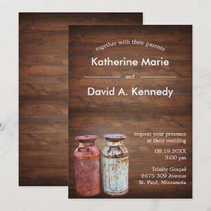Milk Cans Country Wedding Rustic Old Farm Budget Invitation