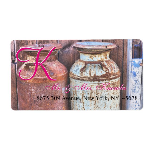 Milk Cans Vintage Metal Rustic Antique Monogram (Front)