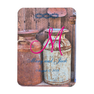 Milk Cans Vintage Metal Rustic Antique Monogram Magnet