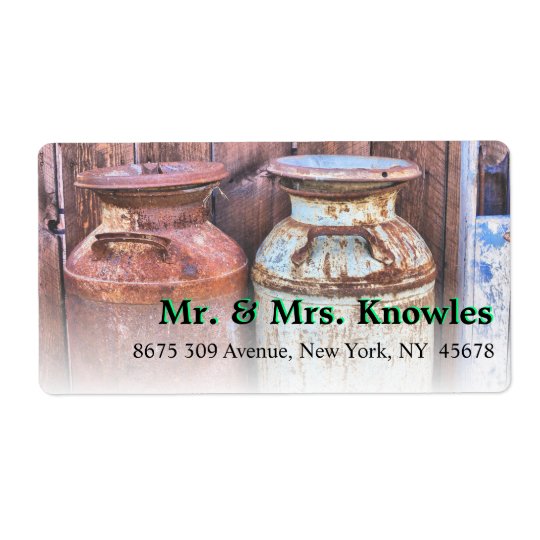 Milk Cans Vintage Metal Rustic Antique Monogram Shipping Label
