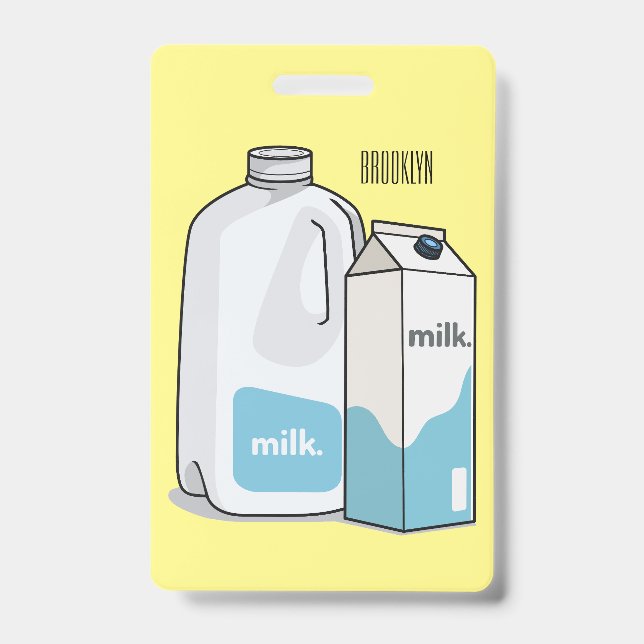 Milk cartoon illustration badge (Front)