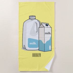Milk cartoon illustration beach towel