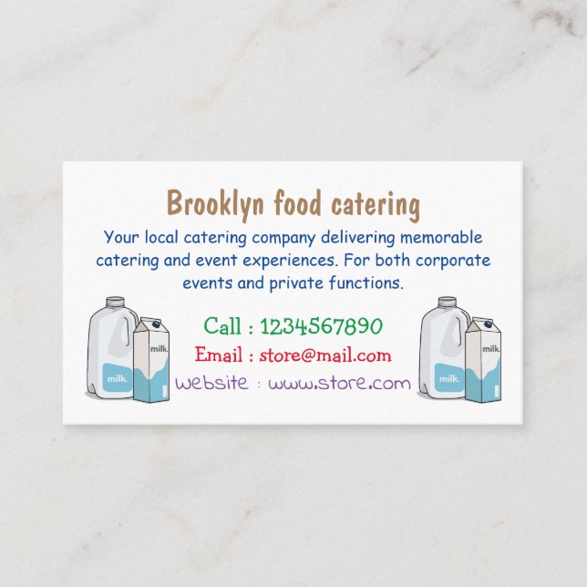 Milk cartoon illustration business card (Front)