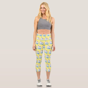 Milk cartoon illustration capri leggings