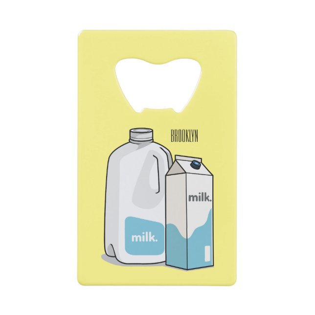 Milk cartoon illustration credit card bottle opener (Front)