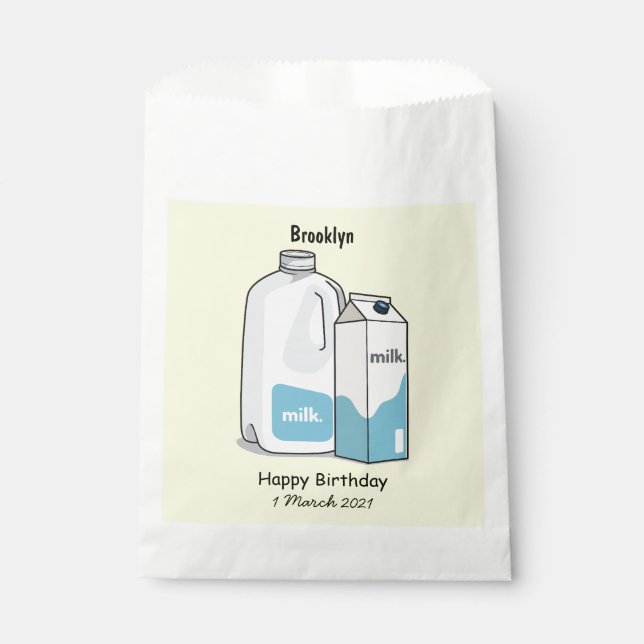 Milk cartoon illustration favour bag (Front)
