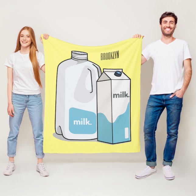 Milk cartoon illustration fleece blanket (In Situ)