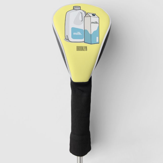 Milk cartoon illustration golf head cover (Front)