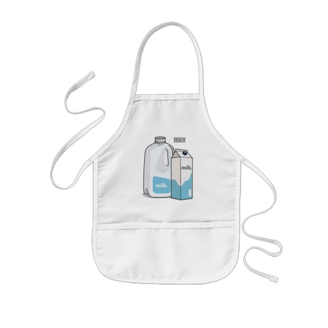 Milk cartoon illustration kids apron (Front)