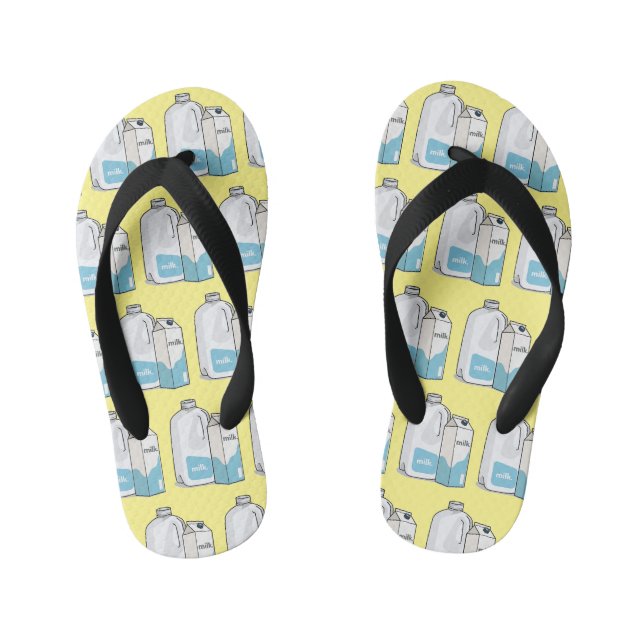 Milk cartoon illustration kid's flip flops (Footbed)