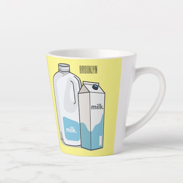 Milk cartoon illustration latte mug (Right)
