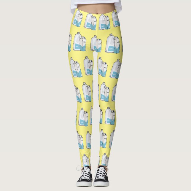 Milk cartoon illustration leggings (Front)
