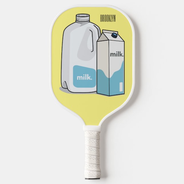 Milk cartoon illustration pickleball paddle (Front)