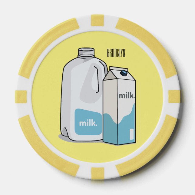 Milk cartoon illustration poker chips (Front)