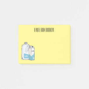 Milk cartoon illustration post-it notes