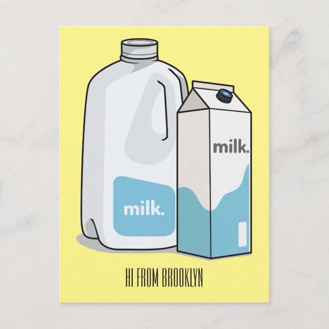 Milk cartoon illustration postcard (Front)