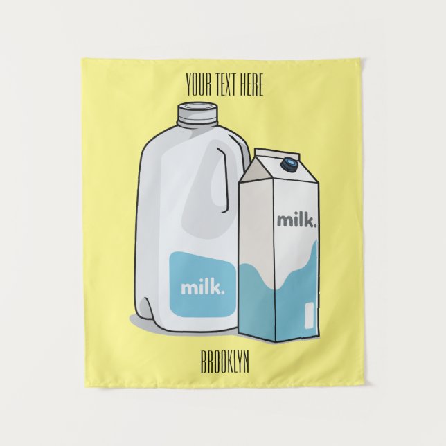 Milk cartoon illustration tapestry (Front)