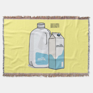 Milk cartoon illustration throw blanket