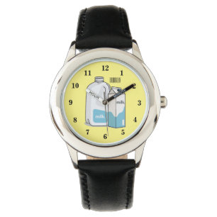Milk cartoon illustration watch
