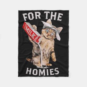 Milk Cat For The Homies &amp; Funny Meme Cute Milk Fleece Blanket