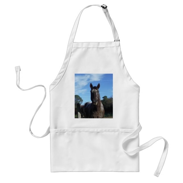 Milk Chocolate Brown Horse in Blue Standard Apron (Front)