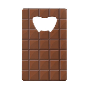 Milk chocolate credit card bottle opener