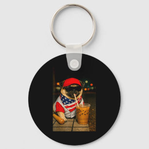Milk coffee nightlife pug dog boy girl funny keychain