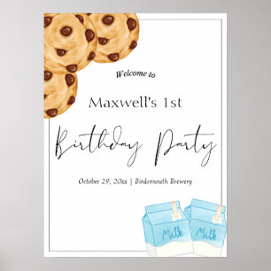 Milk & Cookie Birthday Welcome Sign