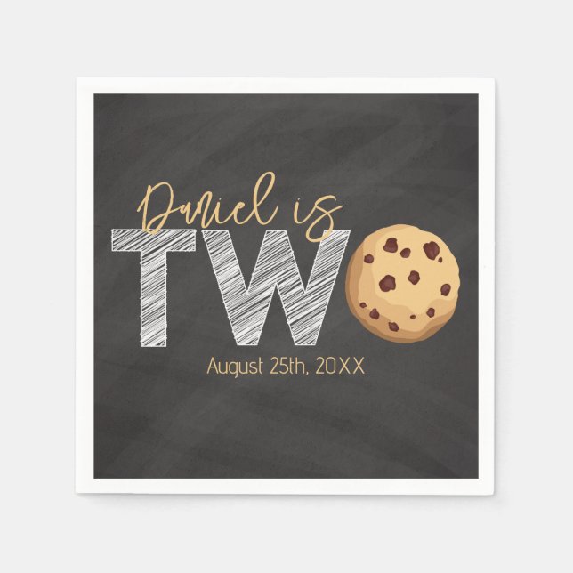 Milk & Cookies 2nd Birthday Napkins – "Two Sweet"  (Front)