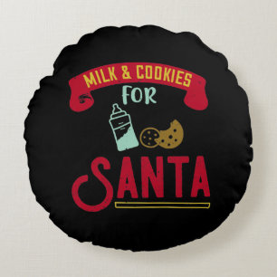 Milk & Cookies For Santa Round Pillow