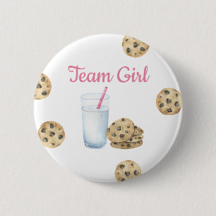 Milk & Cookies Gender Reveal - Team Girl 2 Inch Round Button