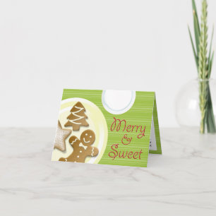 Milk cookies merry & sweet green stripes holiday card