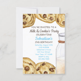 Milk & Cookie's Party Birthday Invitation