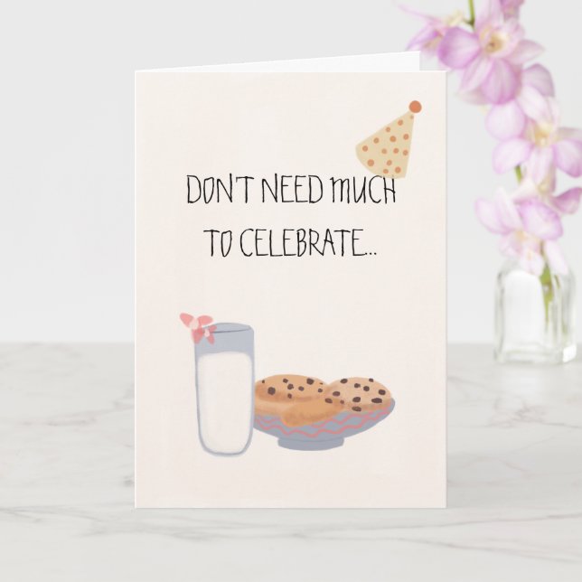 Milk Cookies Party Hat Cute Watercolor Birthday Card (Orchid)
